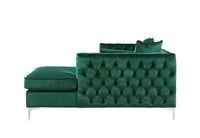 Iconic Home Da Vinci Right Facing Tufted Velvet Sectional Sofa 