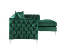 Iconic Home Da Vinci Right Facing Tufted Velvet Sectional Sofa 