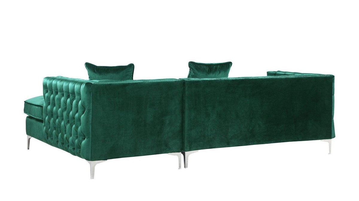 Iconic Home Da Vinci Right Facing Tufted Velvet Sectional Sofa 