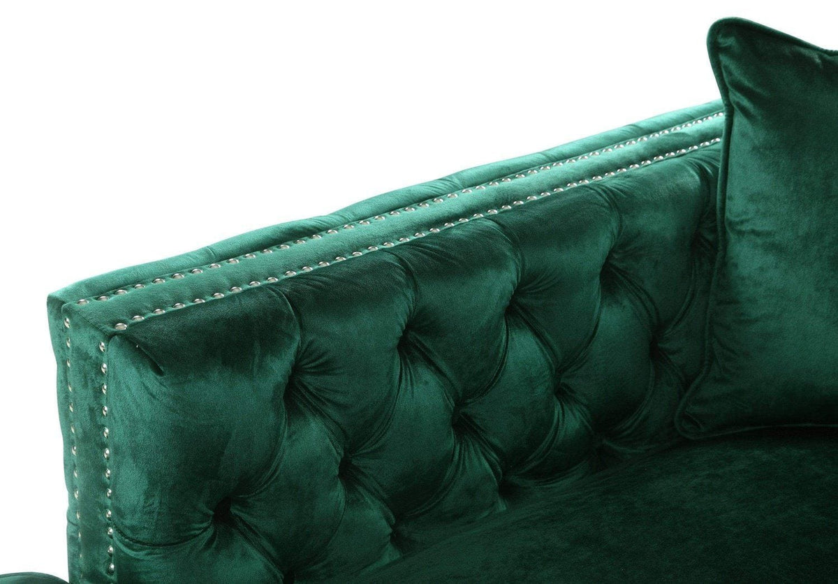 Iconic Home Da Vinci Right Facing Tufted Velvet Sectional Sofa 