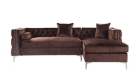 Iconic Home Da Vinci Right Facing Tufted Velvet Sectional Sofa 