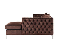 Iconic Home Da Vinci Right Facing Tufted Velvet Sectional Sofa 