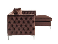 Iconic Home Da Vinci Right Facing Tufted Velvet Sectional Sofa 