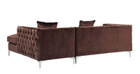 Iconic Home Da Vinci Right Facing Tufted Velvet Sectional Sofa 