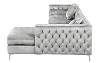 Iconic Home Da Vinci Right Facing Tufted Velvet Sectional Sofa 