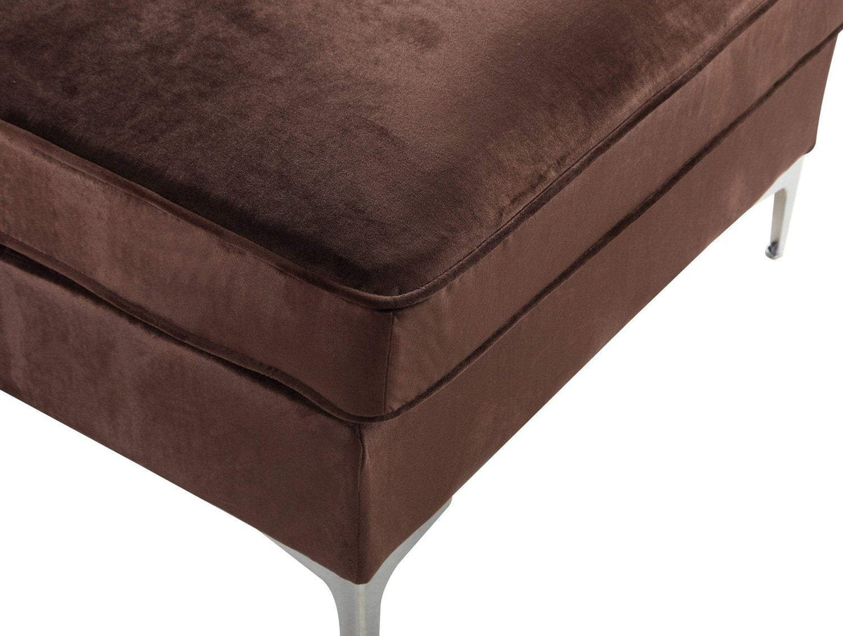 Iconic Home Da Vinci Right Facing Tufted Velvet Sectional Sofa 