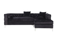 Iconic Home Da Vinci Right Facing Tufted Velvet Sectional Sofa 