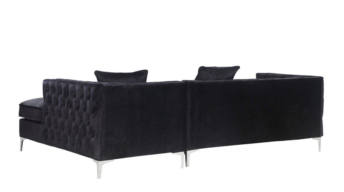 Iconic Home Da Vinci Right Facing Tufted Velvet Sectional Sofa 