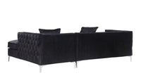 Iconic Home Da Vinci Right Facing Tufted Velvet Sectional Sofa 