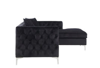 Iconic Home Da Vinci Right Facing Tufted Velvet Sectional Sofa 