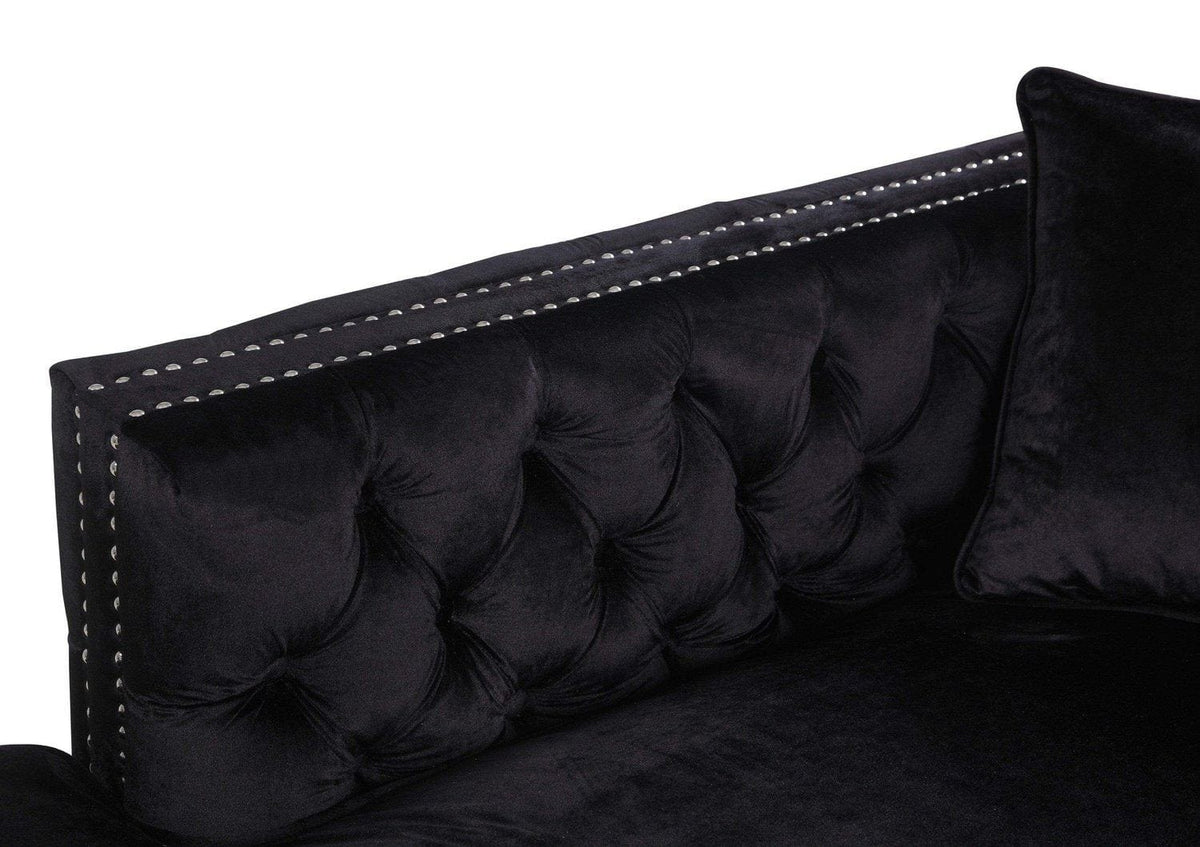 Iconic Home Da Vinci Right Facing Tufted Velvet Sectional Sofa 