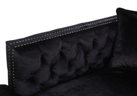 Iconic Home Da Vinci Right Facing Tufted Velvet Sectional Sofa 