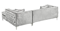 Iconic Home Da Vinci Right Facing Tufted Velvet Sectional Sofa 