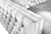 Iconic Home Da Vinci Right Facing Tufted Velvet Sectional Sofa 