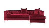 Iconic Home Da Vinci Right Facing Tufted Velvet Sectional Sofa 
