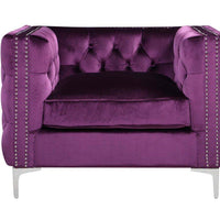 Iconic Home Da Vinci Button Tufted Velvet Club Chair 