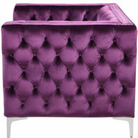 Iconic Home Da Vinci Button Tufted Velvet Club Chair 