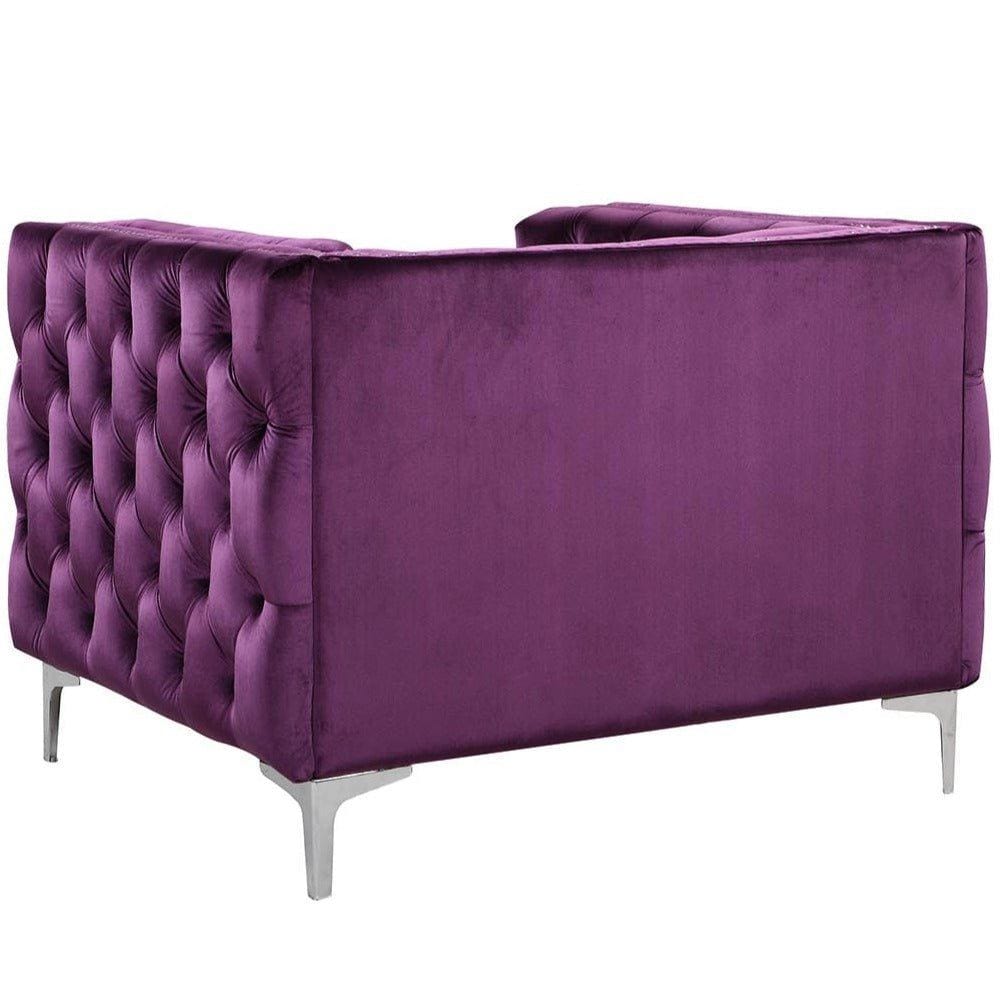 Iconic Home Da Vinci Button Tufted Velvet Club Chair 