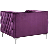 Iconic Home Da Vinci Button Tufted Velvet Club Chair 