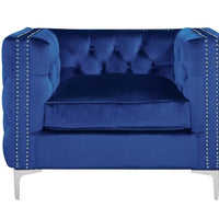 Iconic Home Da Vinci Button Tufted Velvet Club Chair 