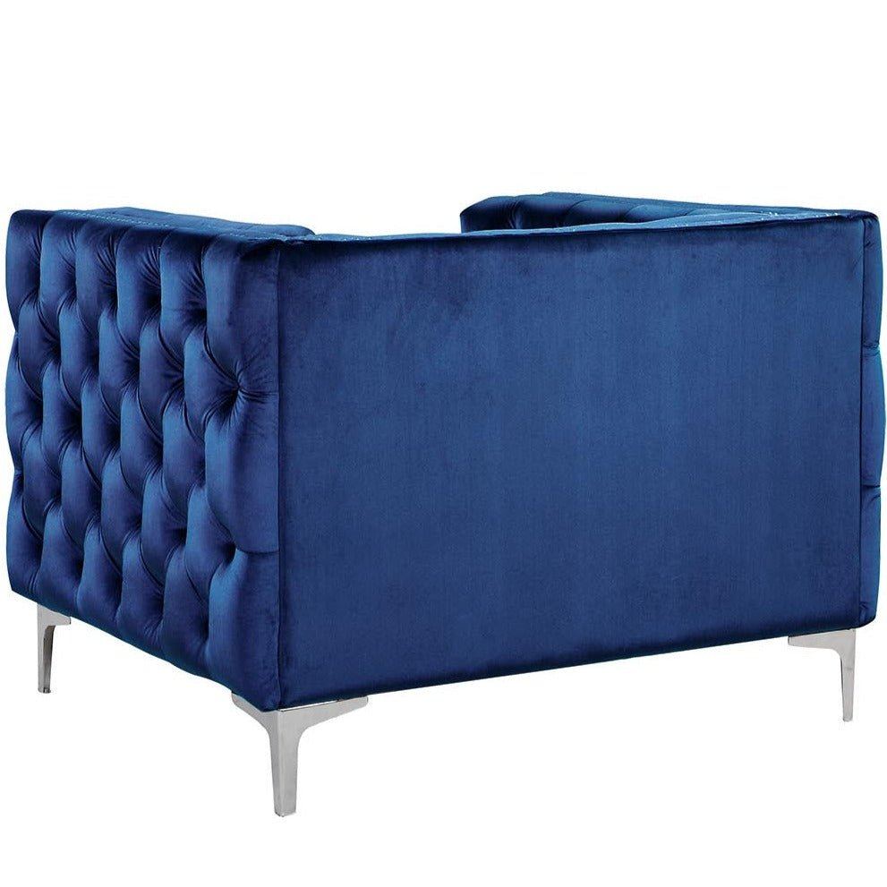 Iconic Home Da Vinci Button Tufted Velvet Club Chair 