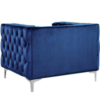 Iconic Home Da Vinci Button Tufted Velvet Club Chair 