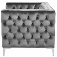 Iconic Home Da Vinci Button Tufted Velvet Club Chair 