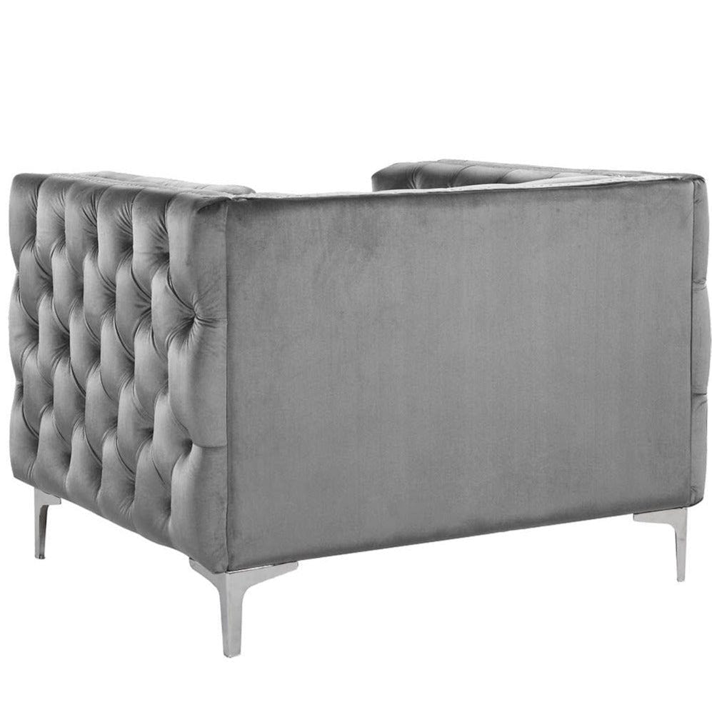 Iconic Home Da Vinci Button Tufted Velvet Club Chair 