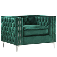 Iconic Home Da Vinci Button Tufted Velvet Club Chair 