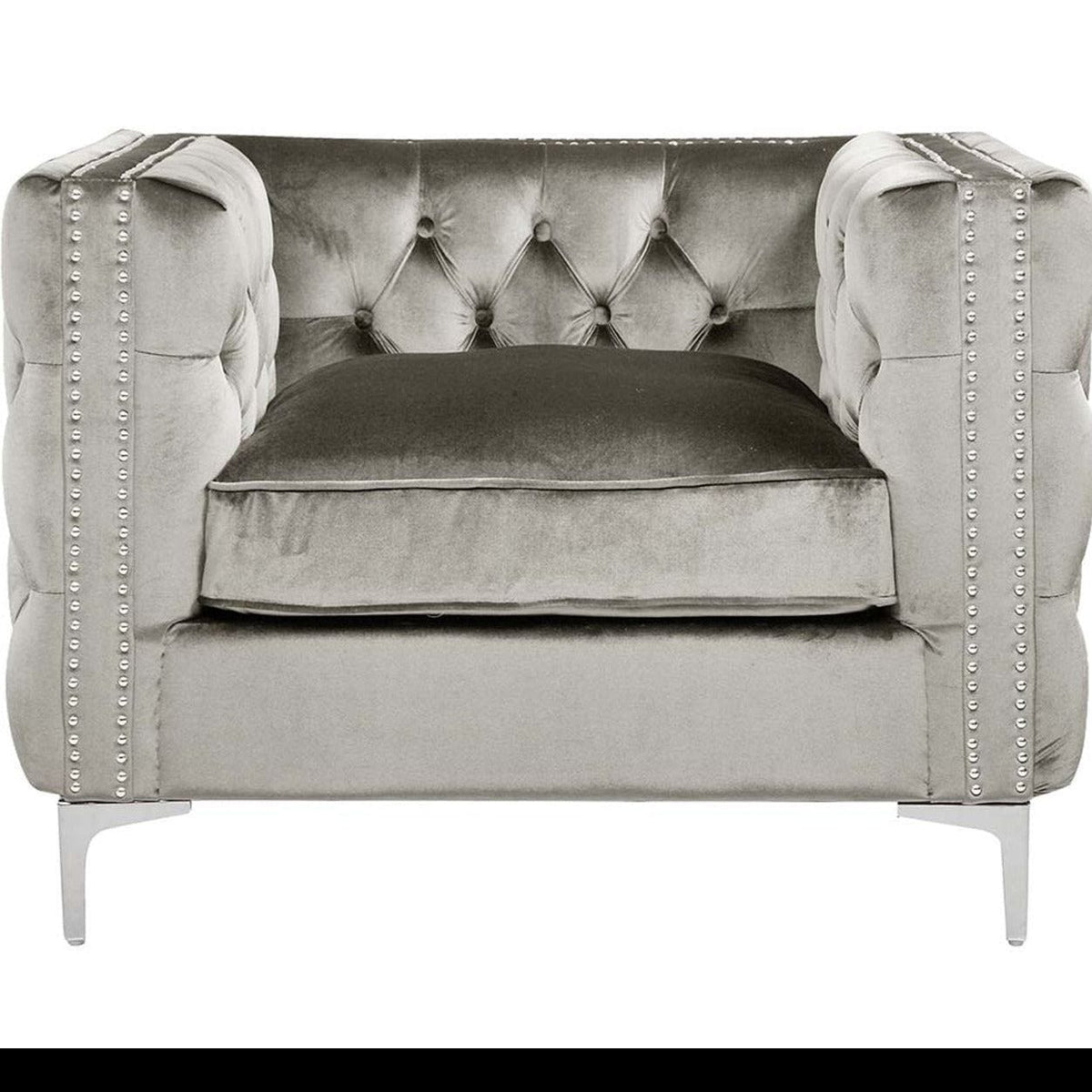 Iconic Home Da Vinci Button Tufted Velvet Club Chair 