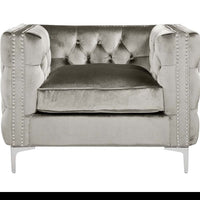 Iconic Home Da Vinci Button Tufted Velvet Club Chair 