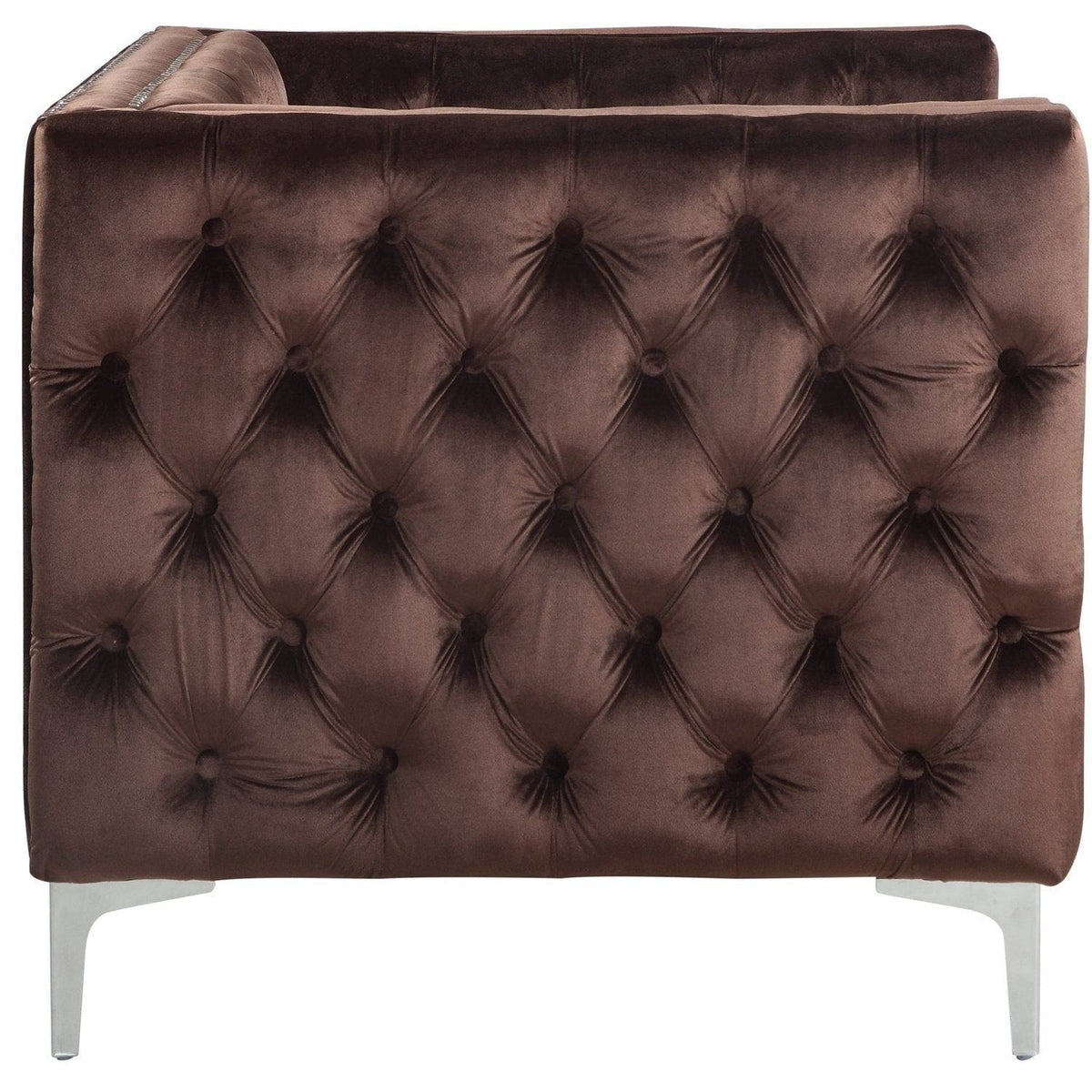 Iconic Home Da Vinci Button Tufted Velvet Club Chair 