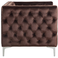 Iconic Home Da Vinci Button Tufted Velvet Club Chair 