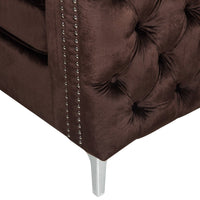 Iconic Home Da Vinci Button Tufted Velvet Club Chair 