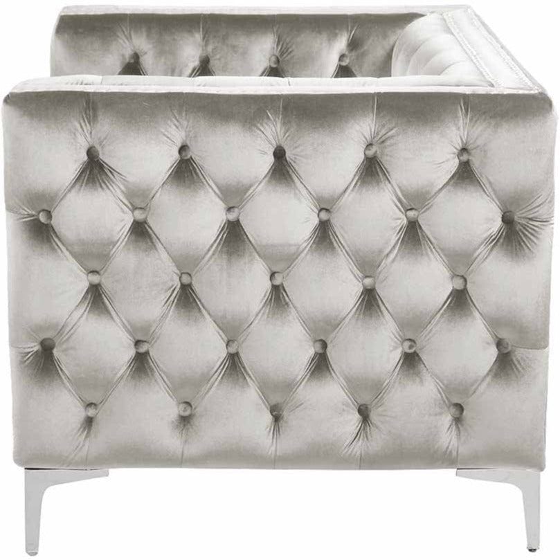 Iconic Home Da Vinci Button Tufted Velvet Club Chair 