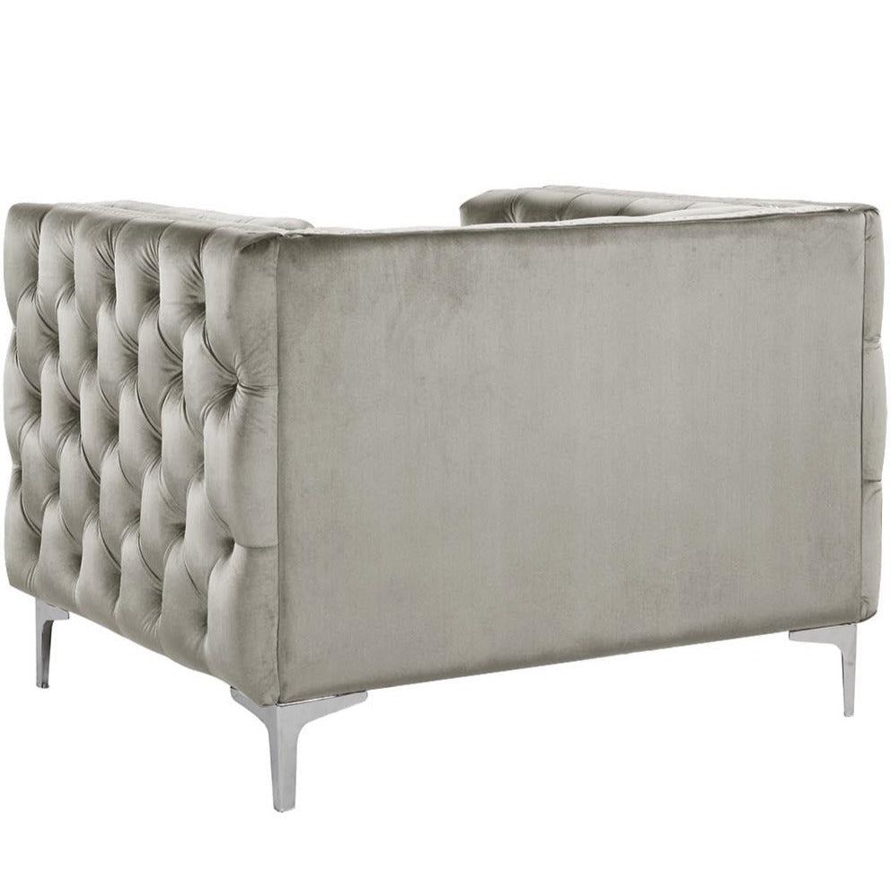 Iconic Home Da Vinci Button Tufted Velvet Club Chair 
