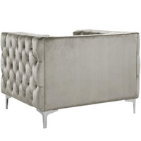 Iconic Home Da Vinci Button Tufted Velvet Club Chair 