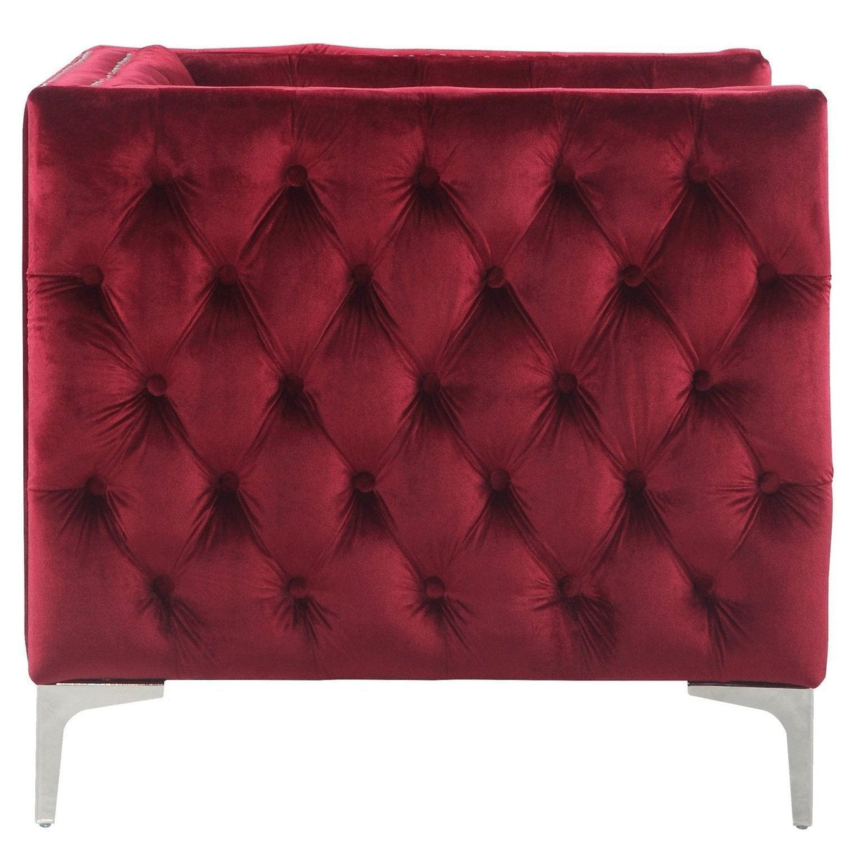 Iconic Home Da Vinci Button Tufted Velvet Club Chair 