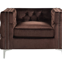 Iconic Home Da Vinci Button Tufted Velvet Club Chair 