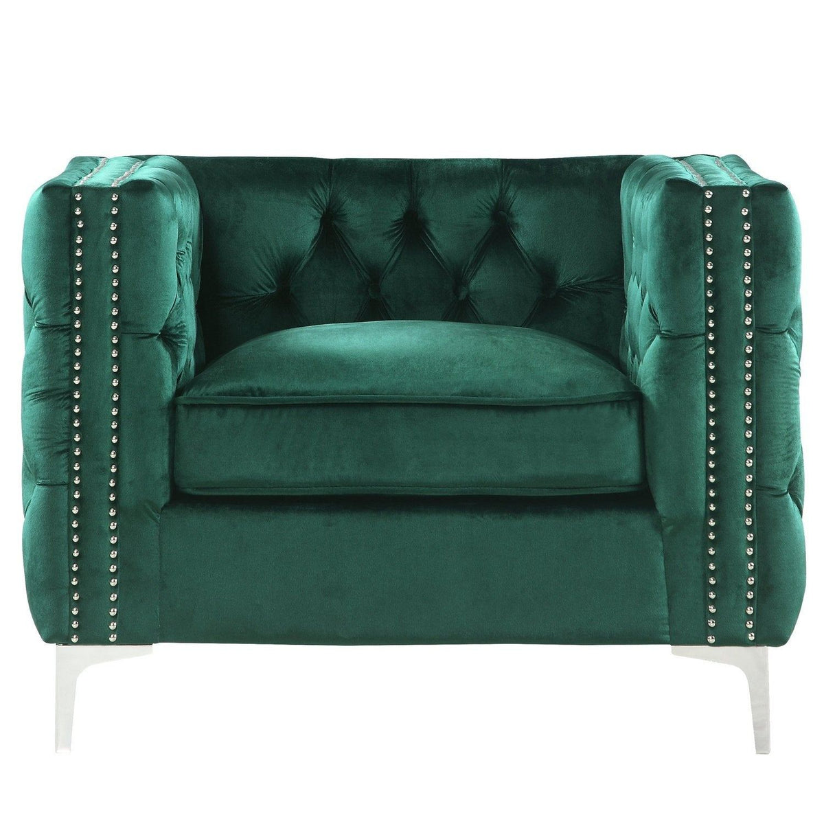 Iconic Home Da Vinci Button Tufted Velvet Club Chair 