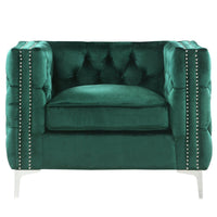 Iconic Home Da Vinci Button Tufted Velvet Club Chair 