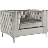 Iconic Home Da Vinci Button Tufted Velvet Club Chair 