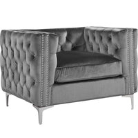 Iconic Home Da Vinci Button Tufted Velvet Club Chair 