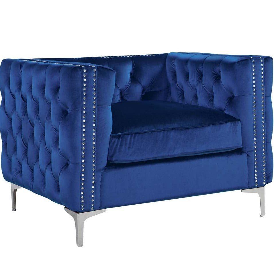 Iconic Home Da Vinci Button Tufted Velvet Club Chair 