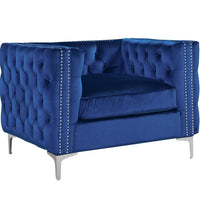 Iconic Home Da Vinci Button Tufted Velvet Club Chair 