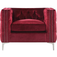Iconic Home Da Vinci Button Tufted Velvet Club Chair 