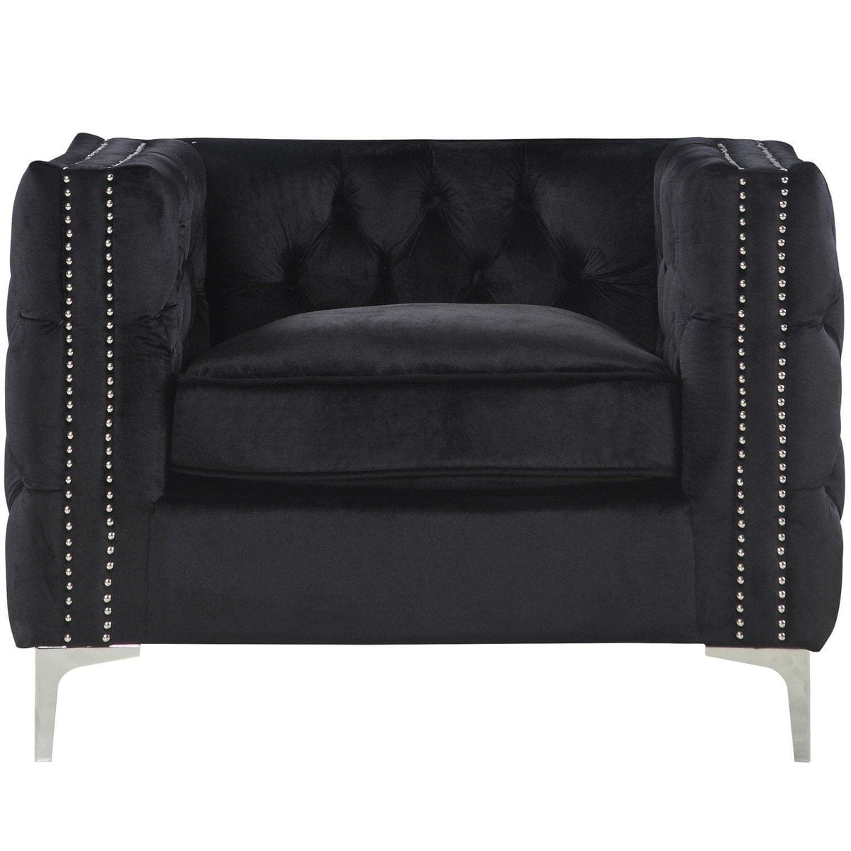 Iconic Home Da Vinci Button Tufted Velvet Club Chair 