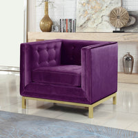 Iconic Home Dafna Tufted Velvet Club Chair Purple