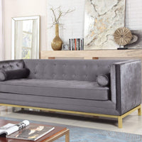 Iconic Home Dafna Tufted Velvet Club Sofa Grey