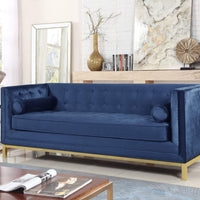 Iconic Home Dafna Tufted Velvet Club Sofa Navy